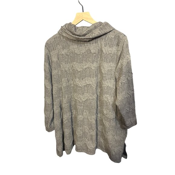 Ali Miles Womens XL Textured Cowl Neck Pullover Sweater With Button Details Gray - Picture 4 of 5